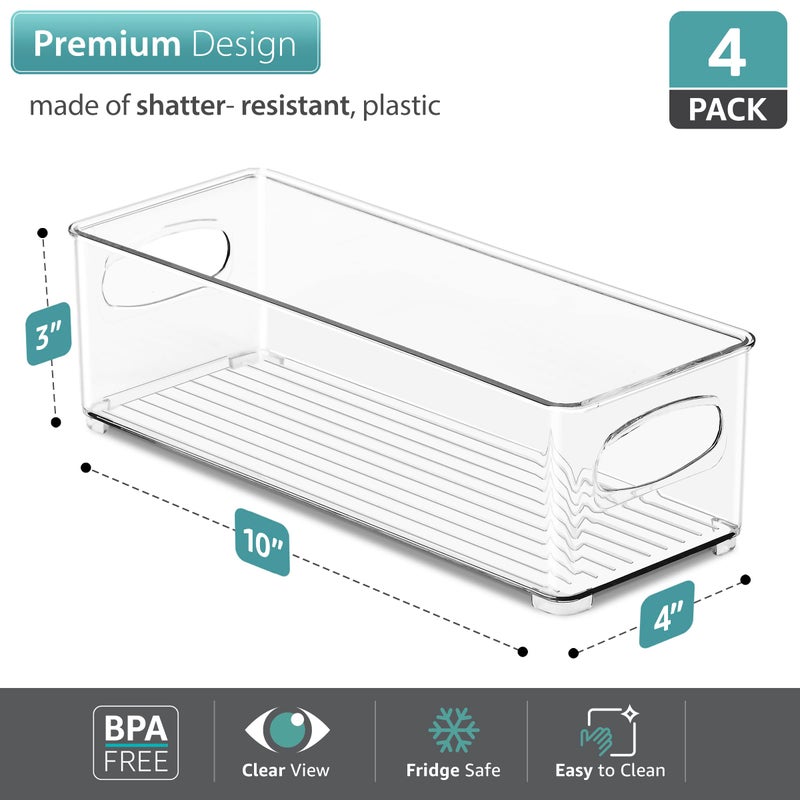 Sorbus Stackable Refrigerator Organizer Bins - Clear Storage Bins for Kitchen Pantry, Freezer & Fridge Organization - Food Organizing Plastic Containers with Handles for Countertops & Drawers (4 Pack) - Image 4